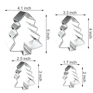 Christmas Tree Cookie Cutter Set - 5 inch, 4 inch, 3 inch, 2 inch - 4 Piece Christmas Cookie Cutters Shapes Molds - Stainless Steel