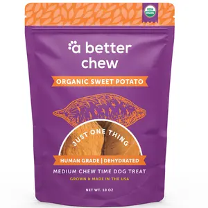 A Better Treat Organic Sweet Potato Dog Chew - Natural Alternative to Rawhides - Long Lasting Treats Made and Sourced in the USA