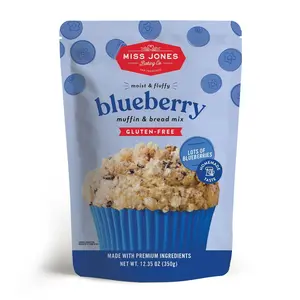 Miss Jones Baking Gluten-Free Blueberry Muffin & Bread Mix - 50% Lower Sugar, Real Blueberries, Naturally Sweetened Desserts Treats, 12.35 Ounce (Pack of 1)