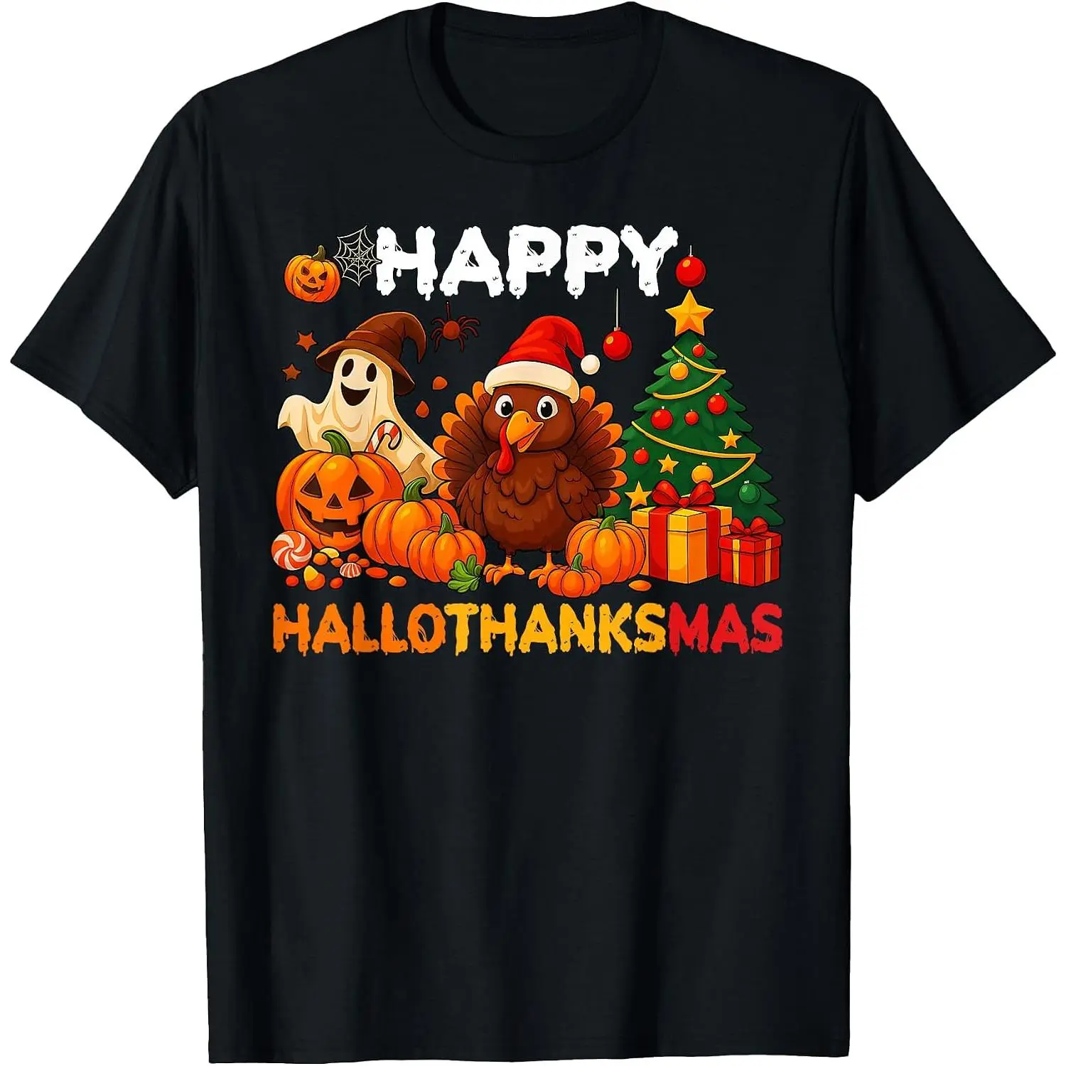 Happy Hallothanksmas Halloween Thanksmas Holiday Season T-Shirt