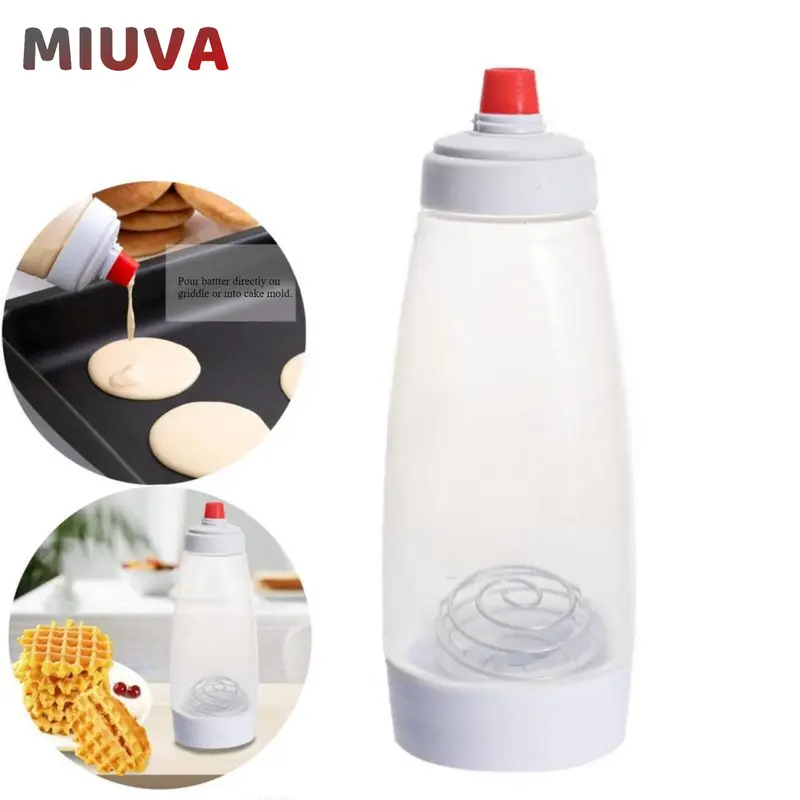 MIUVA Handheld Cylindrical Mixing Bottle with Whisk Ball - Heat-Ready ABS Lid, Durable and Sturdy Store & Carry Container, Leak-Proof, Temperature-Resistant, Easy-Clean, Machine-Washable Kitchen Utensil, Baking Supplies Kit, Christmas Gift