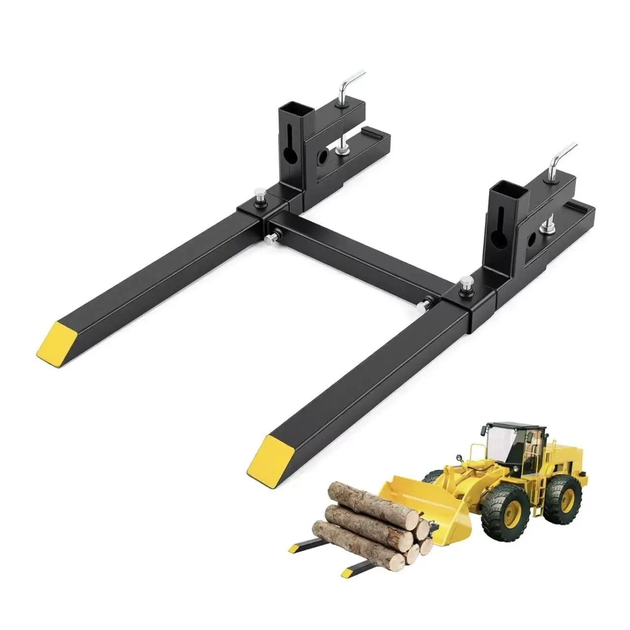 Pallet Forks for Tractor, Heavy Duty Clamp On Bucket Forks with Adjustable Width, Quick Attach System for Skid Steer Style Lifting, 2000-4000 lbs Capacity for Farming Construction Landscaping