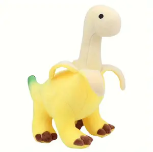 Cute Banana Brontosaurus Plush Toy, Soft Stuffed Dinosaur Plushie, Kawaii Banana Dino Doll, Home Decor & Gift for Kids & Adults