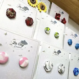 Single Pair Studs Earrings, Florals, and Marbled polymer clay. You Claim, Live Only