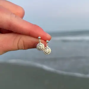 Sterling silver sunshine stud earrings, waterproof beach earrings