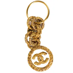 Pre-owned CHANEL Metal Bag Accessories Gold CC Glass Keychain C26021933