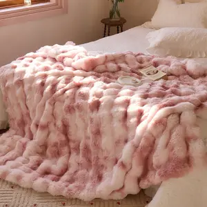ROSEKIND Fluffy Weighted Faux Rabbit Fur , Soft Cloud Fluffy Fuzzy  Cozy Plush Fleece  Blanket, Thick Warm Christmas Blanket Gifts for Women,The  Blanket  For Stress & Anxiety,Soft  Warm marshmallow Comforter,soft elastic breathable