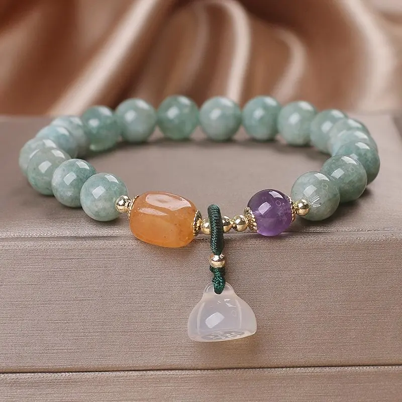 Jade Crystal Lotus Bracelet - Aqua Beaded Jewelry for Calm Beauty and Good Energy