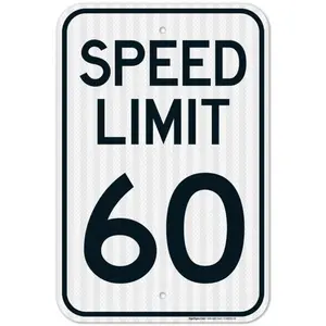 Speed Limit 60 MPH Sign Aluminum 12x8 Inches Rust Resistant Fade Proof Outdoor Street Traffic Sign for Home Garage Decoration