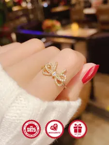 Elegant S925 Silver Moissanite Ring, Plated, Adorned with 49 Moissanites, Stylish Butterfly Design, Perfect Gift Box Included