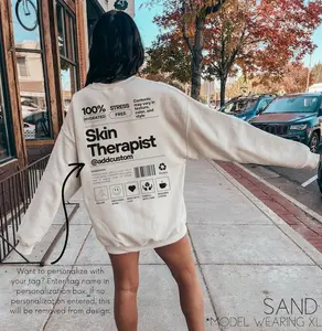 Two-side Personalized Esthetician Sweatshirt Skin Therapist Custom Crewneck Trendy Skin Boss Shirt Cosmetology Grad Gift Esthetician Business Sweater