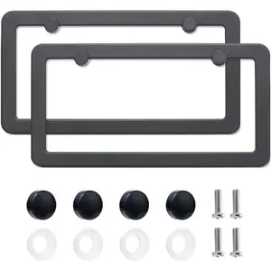 2 Pack Premium Stainless Steel License Plate Frames, Solid Rust-Proof Stainless Steel Holder with 2 Holes, Universal  Frame for Including Screws ()
