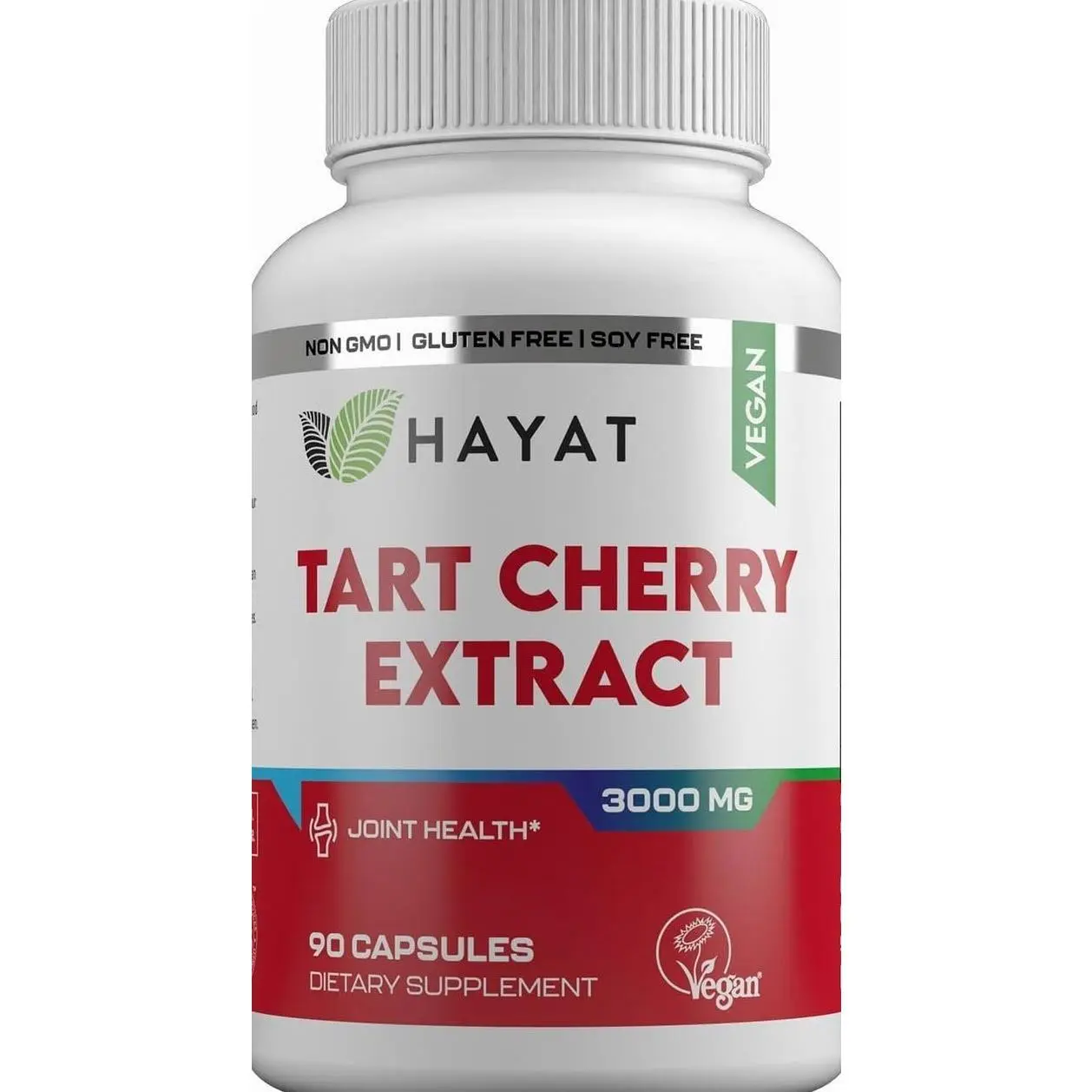 HAYAT Vitamins Vegan Natural Tart Cherry Extract 3000 MG, 3 Month Supply, Potent 10:1 Extract, All Natural, Certified Halal, 90 Capsules,