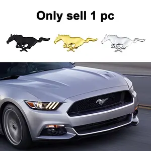 Car Front Grille Emblem Rear Trunk Sticker, Car Decals, Metal Running Horse Badge for Ford 2.3t Shelby Mustang V6 V8 Gt350 Gt500 Gt 2015-2017, Auto Accessories