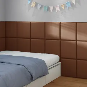 5-Piece Self-Adhesive Wall Panels, Blue Soft Padding, Noise Insulation, Removable Wallpaper, DIY Decor, Leather Material, 3D Design, Bedroom Wall Panels