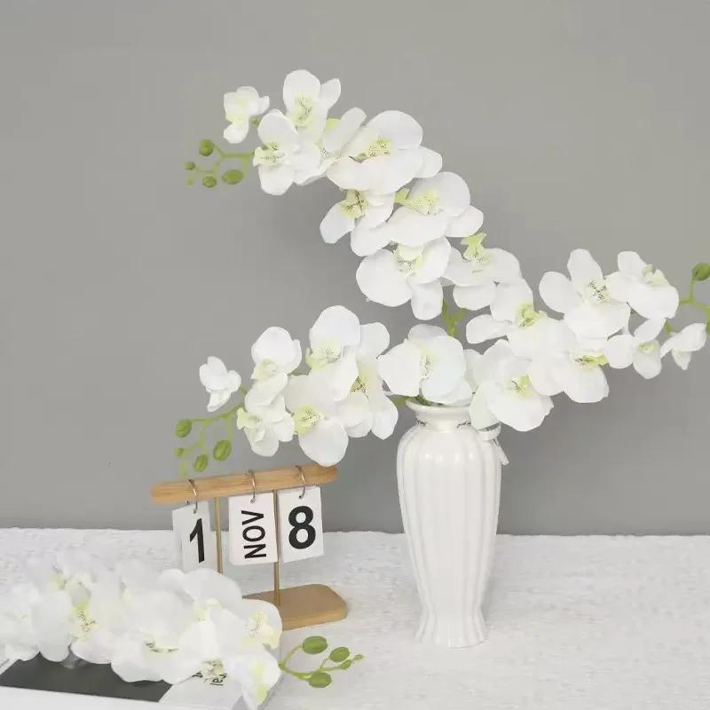 18pcs Set 27inch White Orchids, Elegant Artificial Flowers, Suitable for Tall Vases