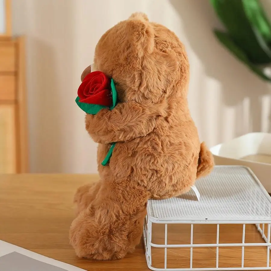 Fabric Rose Teddy Bear - Heart-Shaped Soft Plush Doll, Soft Pillow, Valentine's Day Gift for Women