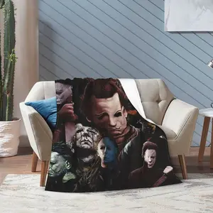 M-ichael Myers horror movie blanket collage art blanket warm plush comfortable soft blanket for chair/bed/sofa/couch home