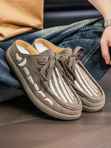 Men's Skull Print Slip-On Mules, Gothic Casual Half Sandals, All Season Lightweight Shoes, Sizes 39-46, Dark Academia Style