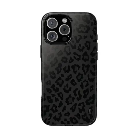 2-Piece Leopard Print TPU Rubber & Black Polycarbonate Phone Casing - Shockproof, Waterproof, Durable, Wireless-Friendly Cover with Resistance for iPhone 16 Plus & Handheld Devices Daily Use