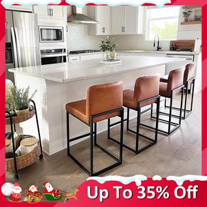 【Christmas Gift】 Sophia & William Modern Bar Stools Set of 1/2/3/4, 24'' PU Leather Counter Height with Back, Waterproof, Metal Frame, Kitchen Island & Home Bar Chairs