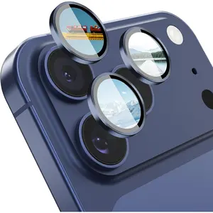 Camera Lens Protector for  17 Pro Max/ 17 Pro - Easy Installation, Individual Ultra-Thin Tempered Glass with  Metal Circle, Case Friendly, Blue
