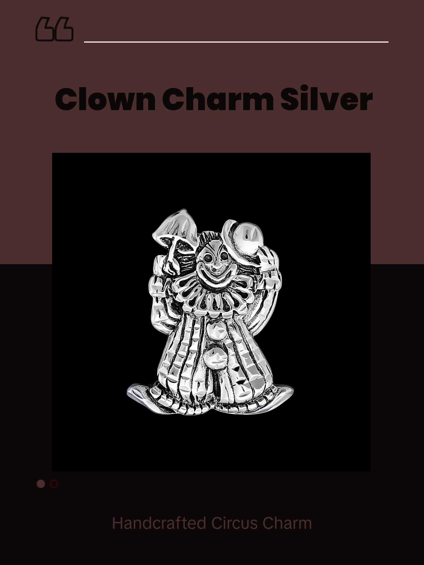 Circus Clown Pendant • 925 Sterling Silver • Diamond Cut • Handmade Jewelry