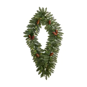 Nearly Natural 3 Ft. Holiday Wreath with 50 LEDLights