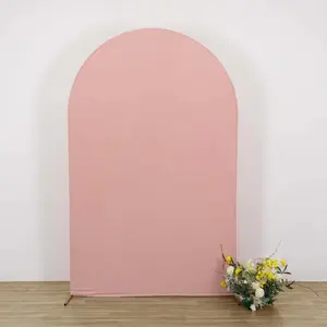 Matte Dusty Rose Spandex Fitted Chiara Backdrop Stand Cover For Round Top Wedding Arch - 8ft