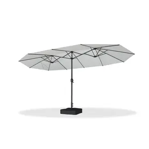 PURPLE LEAF 15 ft Table Umbrella Double Sided Rectangular Patio Market Umbrella with Base