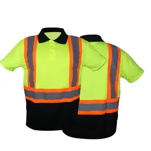 Men's Construction Workwear Safety Shirts with Pockets - Hi-vis Yellow/Orange/Black - Clothing, Menswear