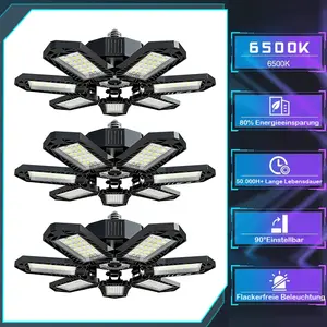 Deformable LED Garage Light Bright [3-Pack] Shop Ceiling Bulb Lamps E26/E27 Barn Warehouse Garage Foldable 7+1 Panel Work Light Super Bright Illumination Easy Installation , Summervibes