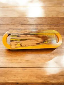 The Crafted Edge cutting board hand crafted with resin and live edge wood coastal colors serving board charcuterie