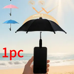 Portable Phone Holder Umbrella, Waterproof UV Protection Cute Sunshade with Phone Stand, Mini Sunscreen Umbrella for Light Rain
