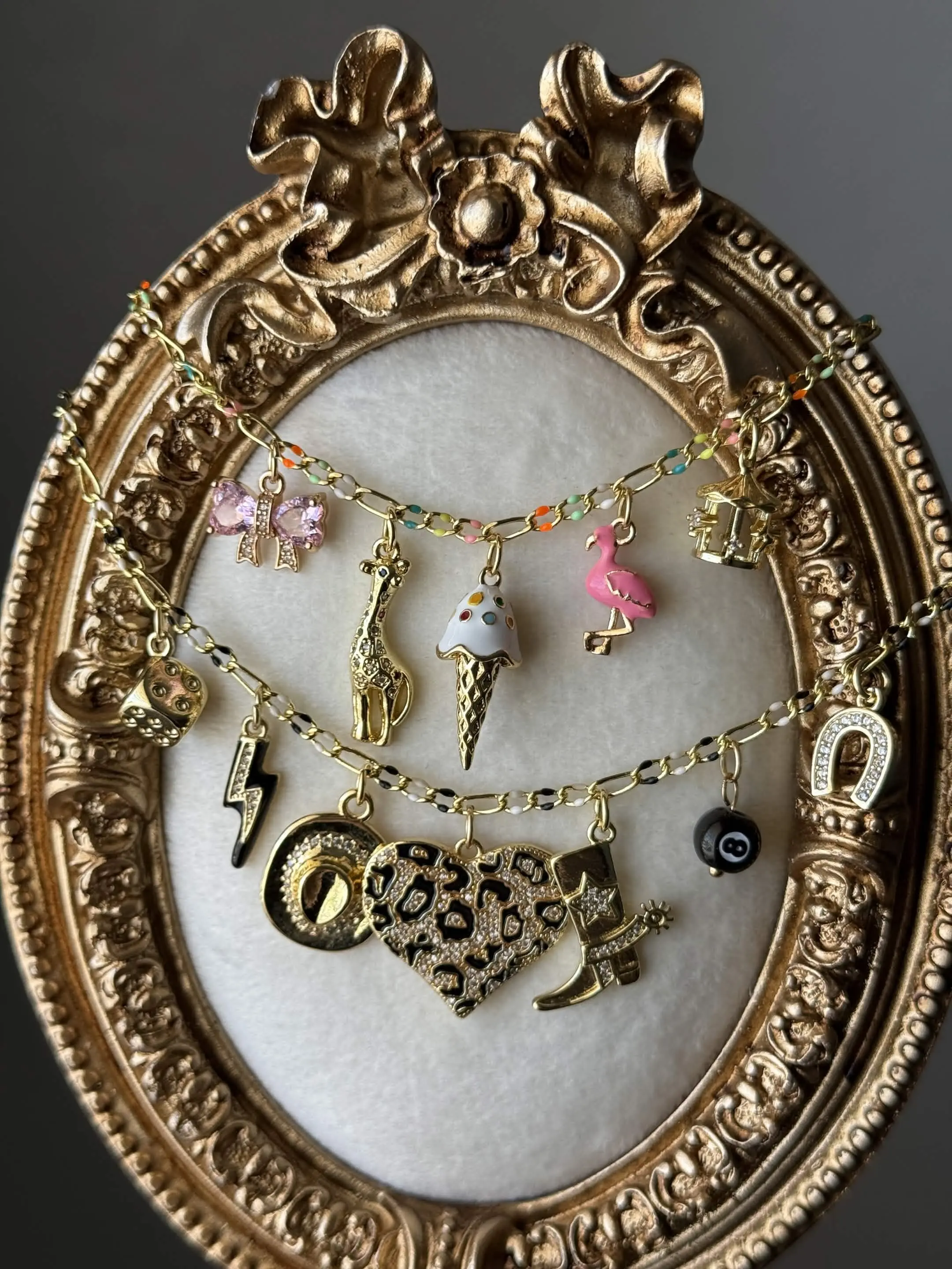 Colored Enamel Chain - Custom Charm Necklace or Bracelet - 18k Gold Plated