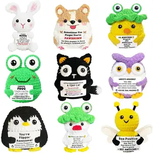 Positive Crochet Animals Bulk Affirmation Support Plush Graduation Teacher Appreciation Inspirational Gifts for Women Employee Nurse Uplifting Mini Small Funny Encouragement for Teen Friend Coworker