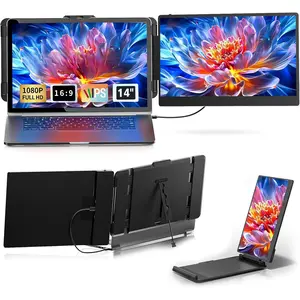 Laptop Screen Extender 14" -  Portable  FHD 1080P IPS Second Screen for 13"-17" Laptops, Plug & Play for Trip/Remote Work Compatible with Windows//Android/Chrome