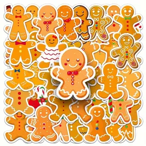 50 pack of gingerbread man stickers and decals. Waterproof. No Duplicates