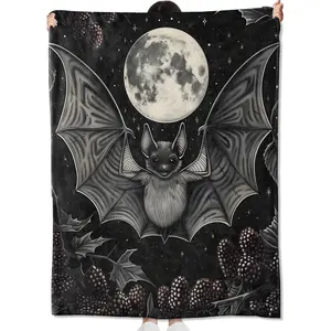 Nice bat blanket for children women, gothic moon berry blankets, soft comfortable and light for room,  ,  ,  bold gothic decoration