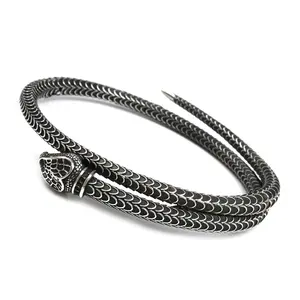 Pre-owned GUCCI Sterling Silver 925 (Ag925) Small Leather Goods Snake Ag925 Bangle