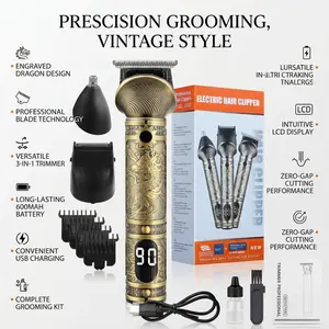 Three in one multifunctional hair clipper/beard/whisker trimmer with display screen, suitable for personal hair care at home, giving men gifts, Valentine's Day gifts