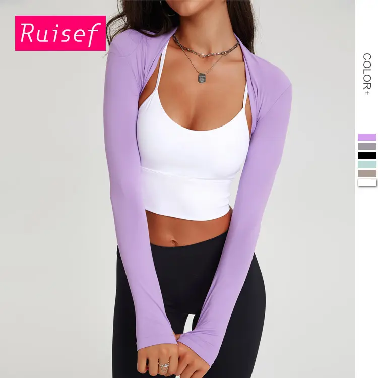 New sports long-sleeved yoga dance shawl fitness solid color cardigan small vest