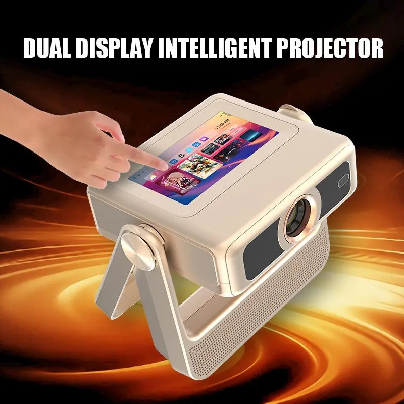 DONGYING A5PRO 2026 Touch Screen Portable Projector - Auto Focus, 350 ANSI Lumens (350 Lumens), Native 1080P, 4K Supported, SmartMovie, Touchpad, WiFi 6, Wireless Bluetooth, Audio, 180° Stand, 300" Display for Outdoor & Indoor Gaming, Smart Movie