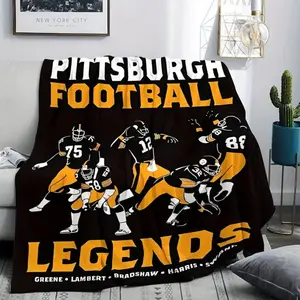 Vintage Pittsburgh Football Legend Blanket, Low Sensitivity, Stain Resistant, Four Season Knitted Polyester Bedding, Versatile Soft Warm Blanket, Machine Washable, Ideal for Sports Fans, Christmas, New Year'S Day, Birthday, Sofa, Office