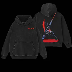 Superstyle The Vampire Hunter "Eric Brooks" Daywalker Blade Comics MCU Edition Double Printed Oversize Lightweight Acid Washed Tee TV Series Graphic Design Top Cotton Streetwear Comic Superheroes T-Shirt Clothes Menswear Womenswear