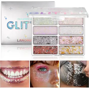 8 Colors Face & Body Glitter Palette - Holographic Changing Sparkling Mermaid Sequins for Women Girls Music Festival Party Rave Makeup(#A) springtok