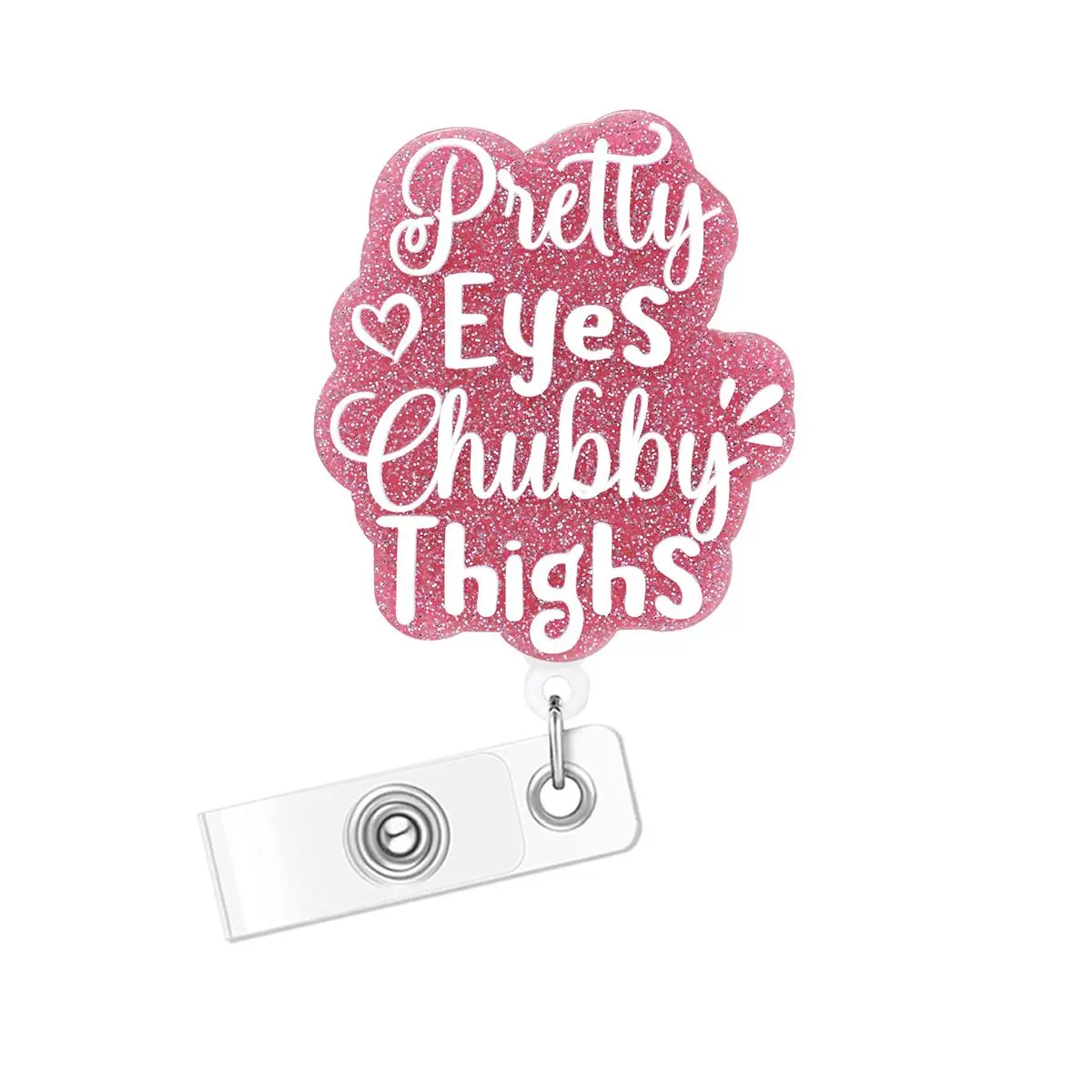 Acrylic Bling Retractable Badge Reel, 1 Count/3 Counts Belt Clip Retractable Name Badge Holder for Nurse Doctor Student Worker Volunteer Pretty Eyes Thighs