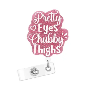 Acrylic Bling Retractable Badge Reel, 1 Count/3 Counts Belt Clip Retractable Name Badge Holder for Nurse Doctor Student Worker Volunteer