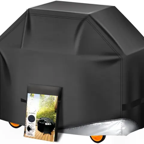 58 in Waterproof Anti-UV Spun Polyester BBQ Gas Grill Cover with Adjustable Hook-and-Loop Straps – Snug Fit, Color Hold, Wind Lift Blocking, Durable Fabric for Harsh Seasons, Weatherproof All Year Round Protection for Weber, Char-Broil, Brinkmann Grills