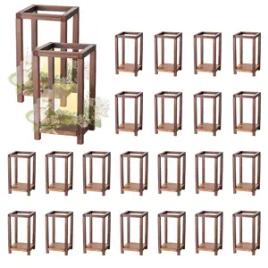 【SummerFinds】VEVOR 24-Pack Sturdy Carbonized Finish Cedar Wood & Plastic Candle Holder Lantern Set, 5.51x5.51x10.03 in, Easy-Install Rustic Home Centerpiece for Wedding Tables, Farmhouse Indoor Decor, Brown